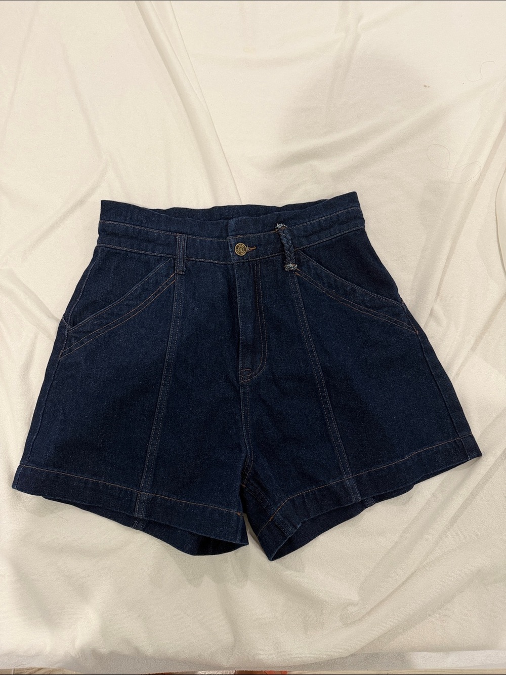 Sam Edelman Dark Blue High-Rise Denim Shorts